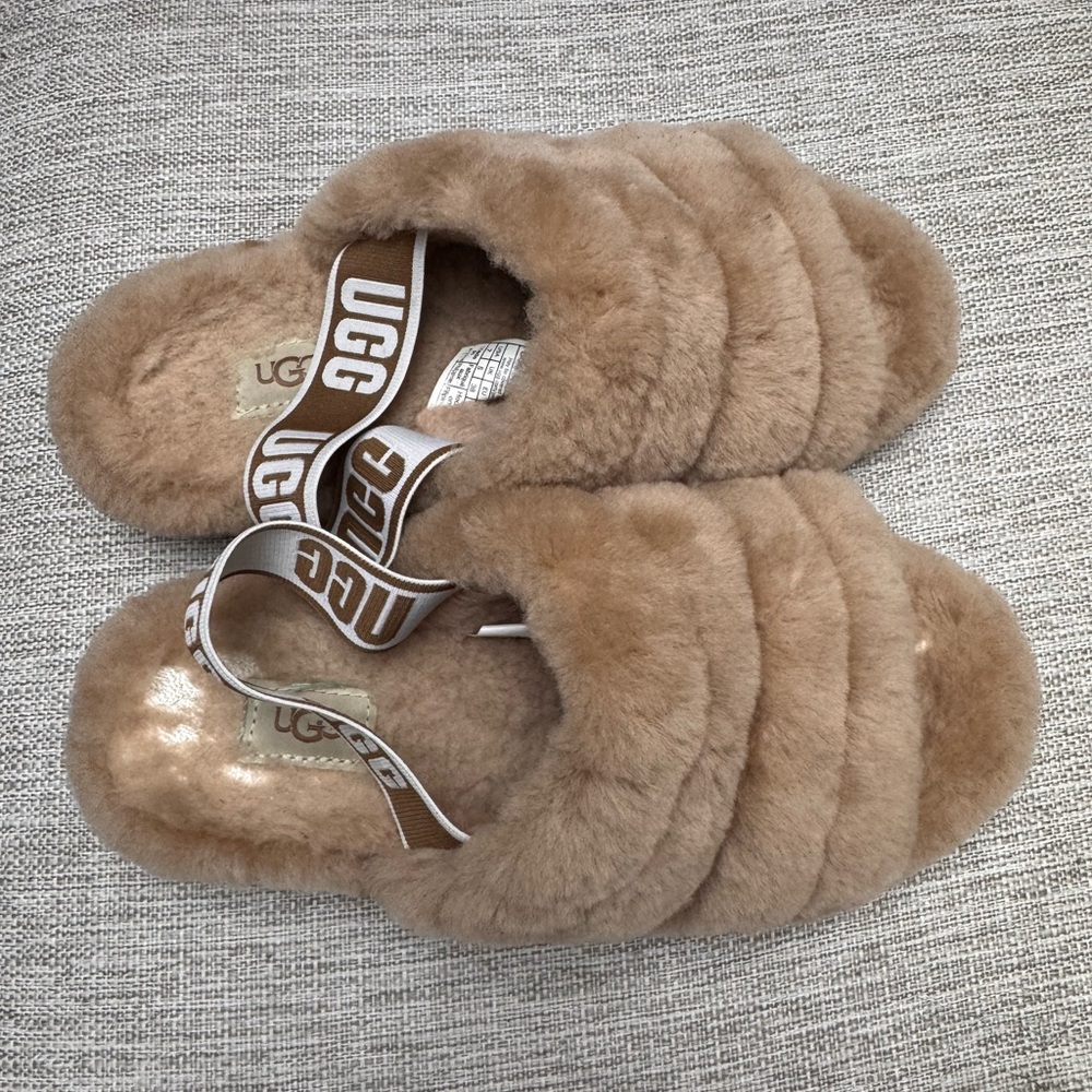 Ugg Fluffy Brown Slides - image 3
